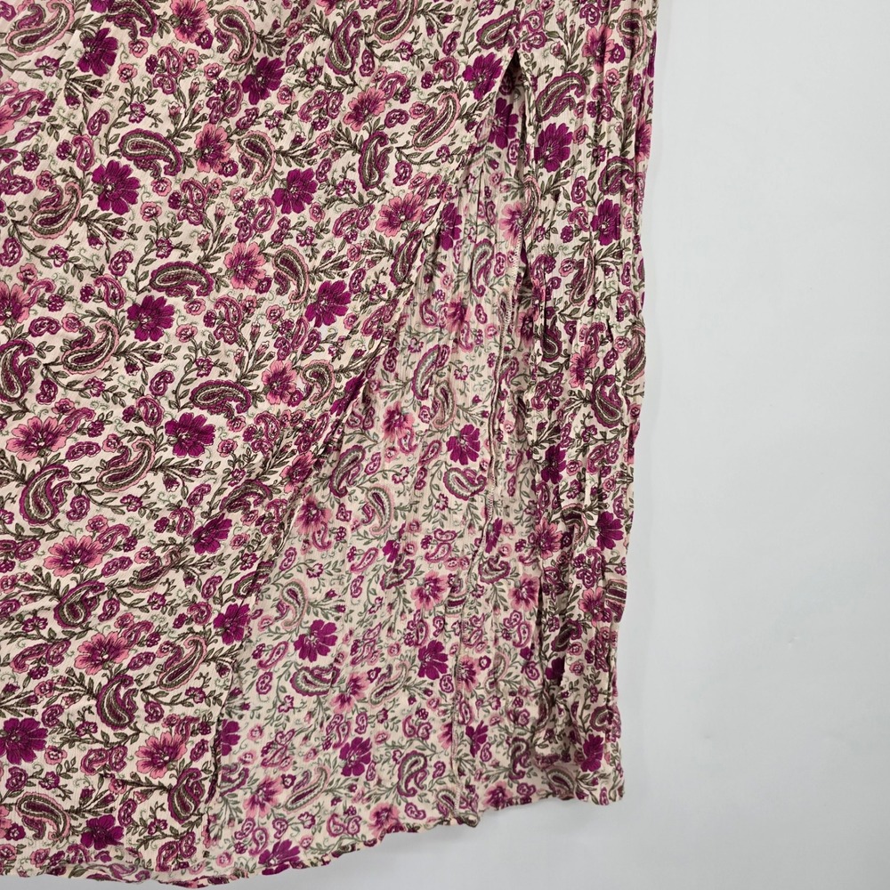 Patrons of Peace Womens Purple Floral Paisley Elastic Waist Side Slit Maxi Skirt - Picture 6 of 8